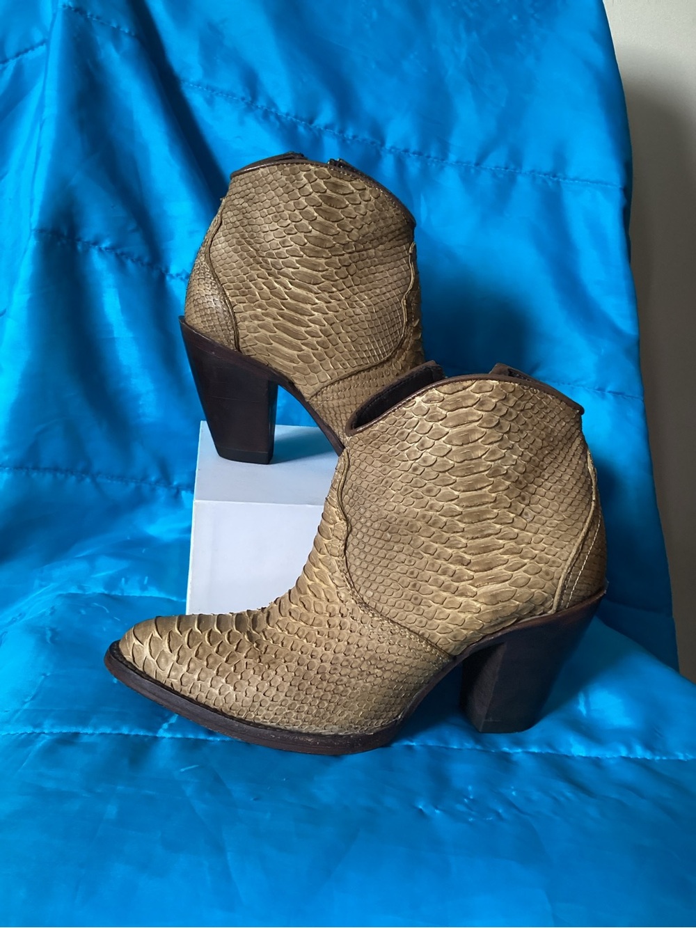 Allens Taupe Snake-Embossed Women's Ankle Boots
